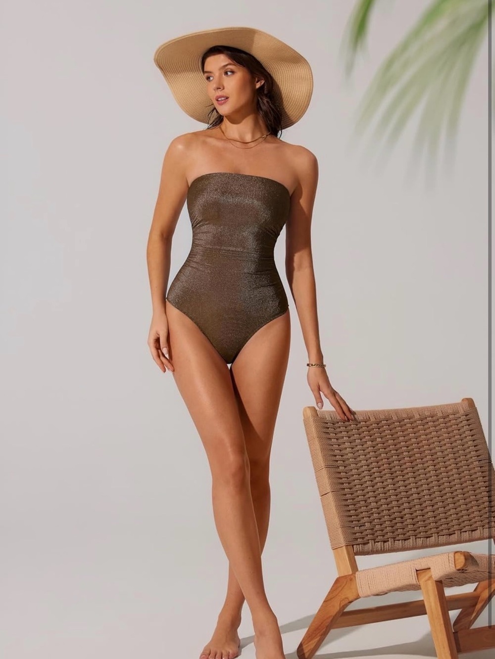 Source Unknown Shimmery Brown One-Piece Swimsuit - Picture 2 of 5